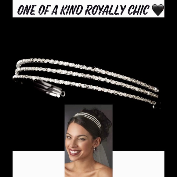 NWT Glamorous & Elegant Out-Wedding Triple Row Rhinestones Stunning Headband - Picture 5 of 11